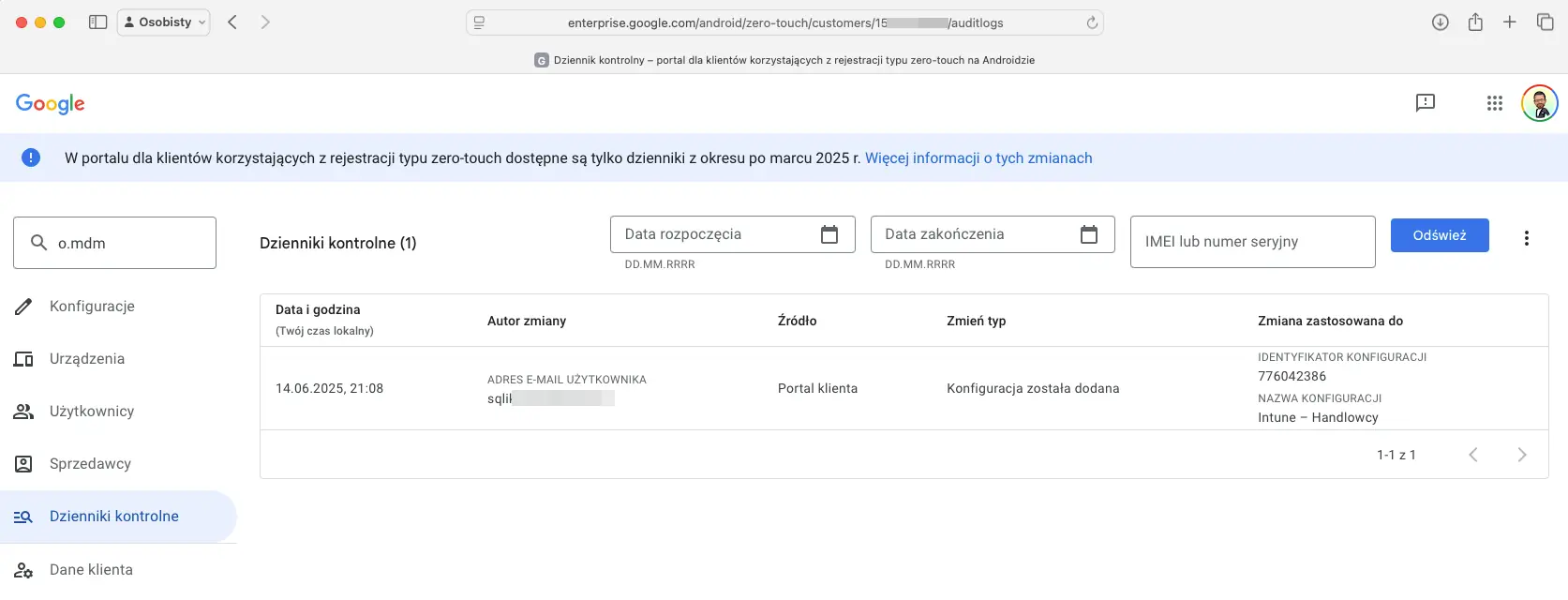 Zero Touch Portal Audit Logs