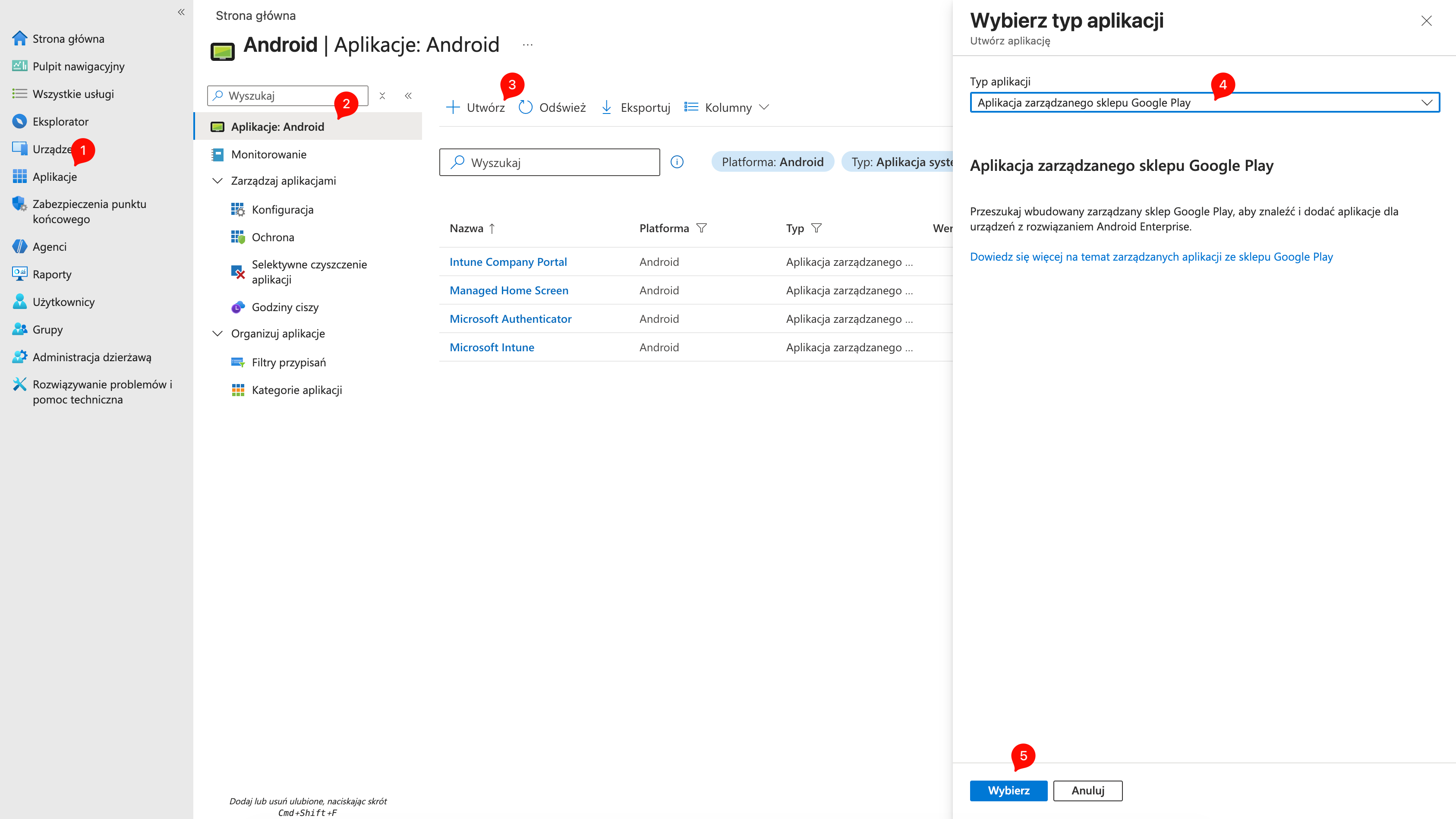 Microsoft Intune Aplikacje Android